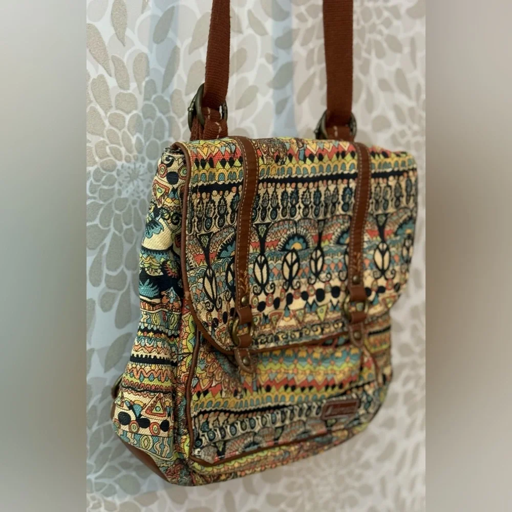 Sakroots Artist Circle Convertible Messenger Backpack Boho Peace Hippie Bag Y2K - Picture 4 of 13